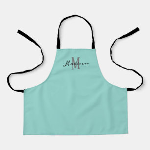 Tablier Jolie fille Script Turquoise Monogramme Enfants pe