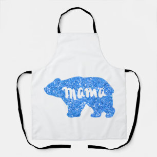 Tablier Jolie maman ours bleu scintillant design pour elle