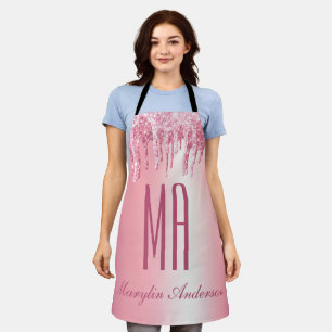 TABLIER JOLIE PARTIES SCINTILLANT ROSE DRIP NOM PERSONNALI