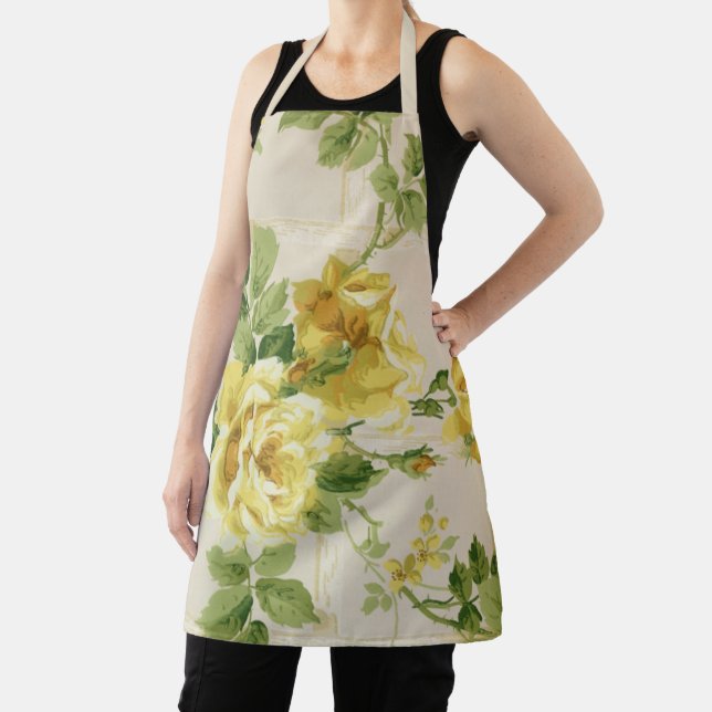 Tablier Jolie rustique Chic Grandes Roses Jaunes sur Trell (Insitu)