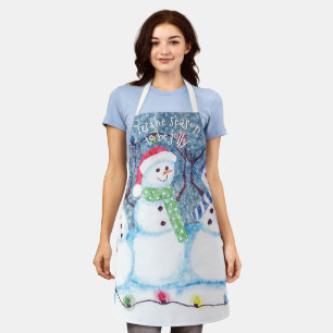 Tablier Jolie saison hivernale Snowmen Aquarelle Art