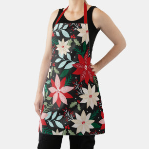 Tablier Jolie vacances de Noël moderne Poinsettia Floral