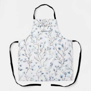 Tablier Jolies Fleurs Blanches Bleues  