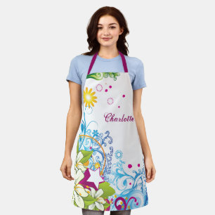 Tablier Jolies fleurs et étoiles rétro, grunge girly