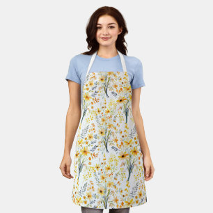 Tablier Jolies fleurs sauvages jaunes de printemps
