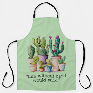 Tablier Jolis cactus et succulentes aquarelles en pots