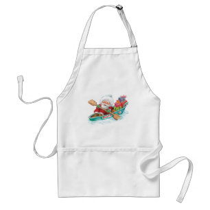 Tablier Jote Cartoon Jolly Santa Claus dans un bateau de r