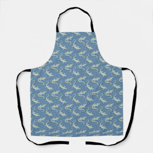 Tablier Jouer Alligator Vert Paisley sur Bleu