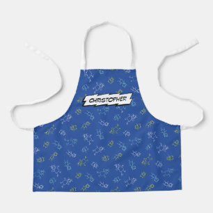 Tablier Jouer mignon enfants motif bleu nom personnalisé
