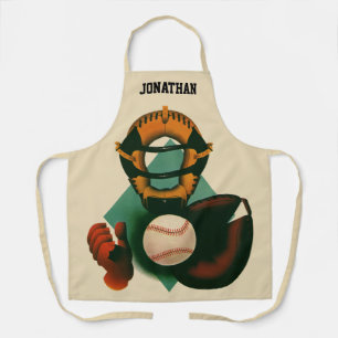 Tablier Joueur de baseball vintage, Catcher avec Mitt