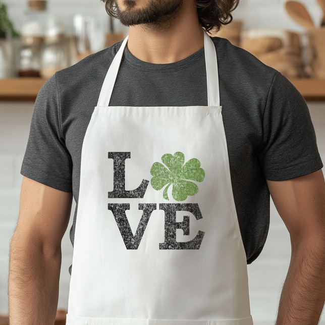 Tablier Jour de la Saint Patrick LOVE avec shamrock (St. Patrick's Day Apron)