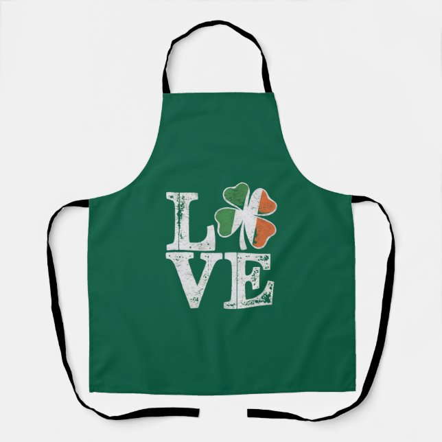Tablier Jour de la Saint Patrick Love Lucky Shamrock irlan (Recto)
