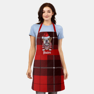 Tablier Jour de Noël de Chien de Père Noël Plaid