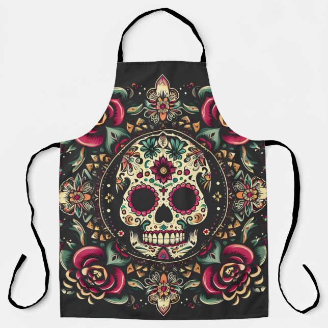 Tablier Jour Día de Muertos De L'Halloween Mandala Morte (Recto)