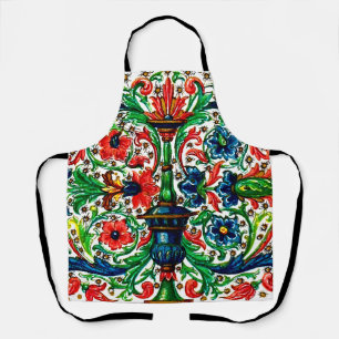 Tablier Joyaux Tons Médiéval Fleurs Manuscrits Scrolls