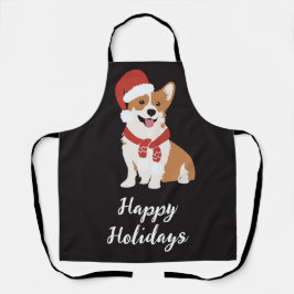 Tablier Joyeuses fêtes Funny mignon chien de Noël Rouge No