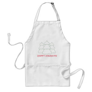 Tablier Joyeuses fêtes Trois arbres de Noël Outline Apron