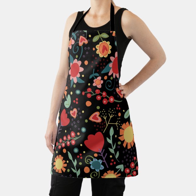 Tablier Joyeuses Vibes Cute Floral Hearts Inspirivity tabl (Insitu)