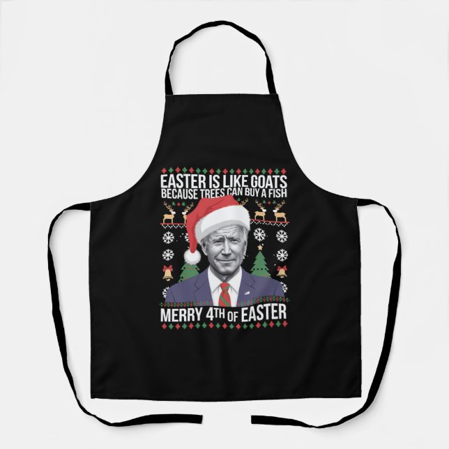 Tablier Joyeux 4 ème de Pâques Funny Biden Vilain Noël (Recto)