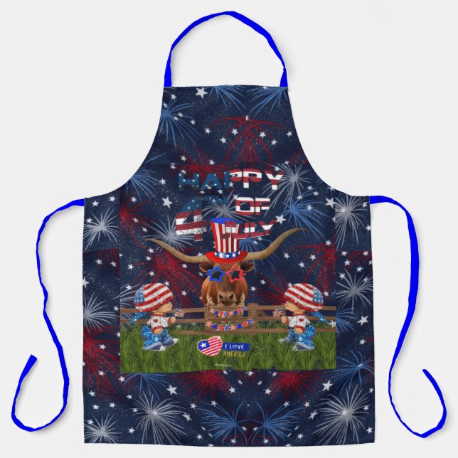 Tablier Joyeux 4 juillet Texas LongHorn Style! (Recto)