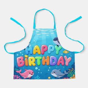 Tablier Joyeux anniversaire dauphin nautique mignon