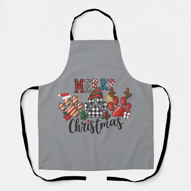 Tablier Joyeux Chiens de Noël Chien Maman Paws (Recto)