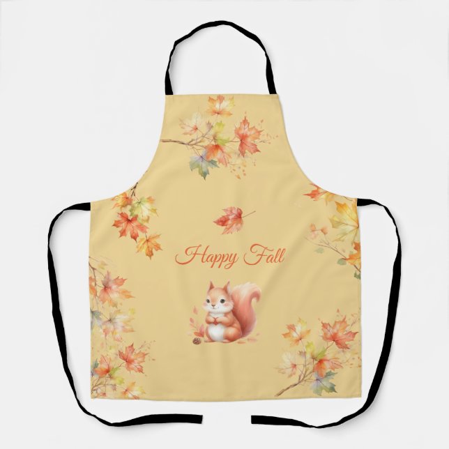 Tablier Joyeux écureuil d'automne en Feuille (Recto)