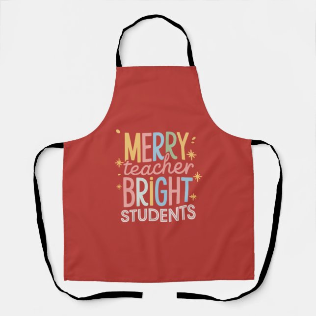 Tablier Joyeux enseignant Étudiants brillants Noël Funny N (Recto)