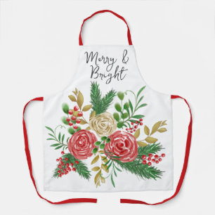 Tablier Joyeux et Lumineux Roses Aquarelle Fêtes