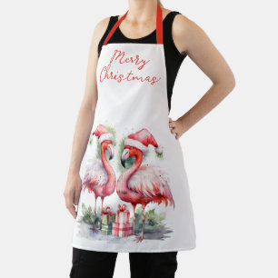 Tablier Joyeux Flamants roses roses de Noël