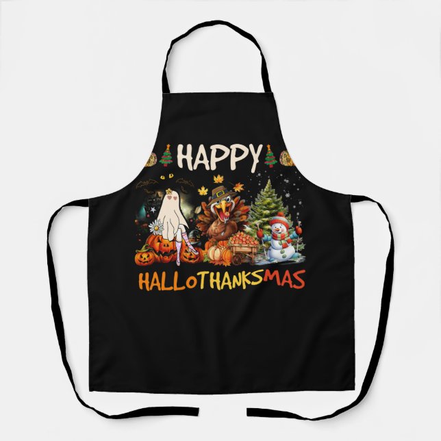 Tablier Joyeux Hallothanksmas Halloween Thanksgiving Chris (Recto)