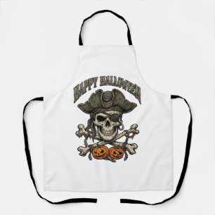 Tablier Joyeux Halloween Crâne de Pirate Os Croisés Citrou