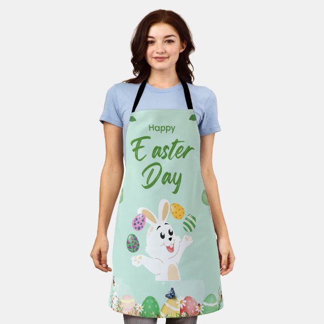 Tablier Joyeux jour de Pâques - Drôle lapin et oeufs Pâque (Porté)
