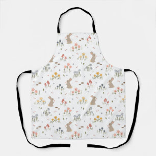Tablier Joyeux lapin de Pâques Fleurs sauvages mignonette 