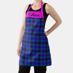 Tablier Joyeux Marine Plaid, Marine Blue Magenta Tartan