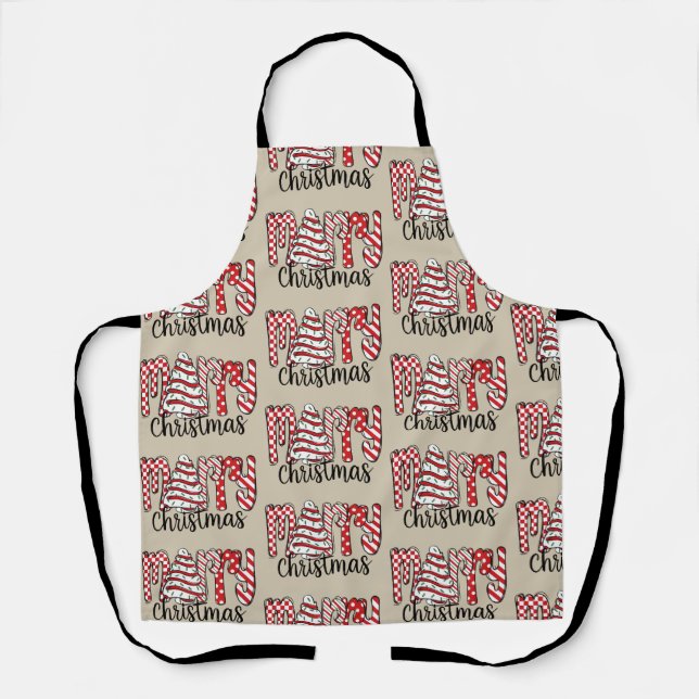 Tablier Joyeux Noël Arbre gâteau Noël Fête Fête Fête (Recto)