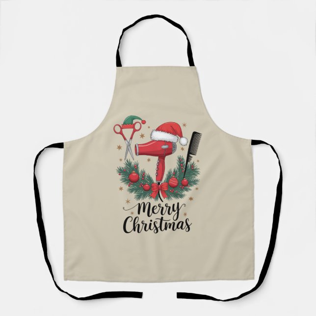 Tablier Joyeux Noël coiffeur coiffeur Xmas coiffure (Recto)