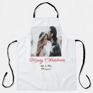 Tablier Joyeux Noël couple photo ajouter nom heureux vacan