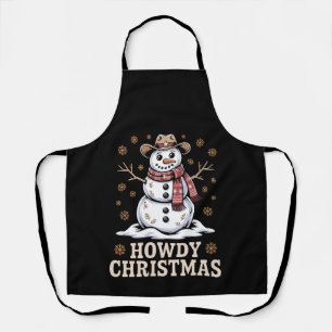 Tablier Joyeux Noël Cowboy Bonhomme de Neige Western Hiver