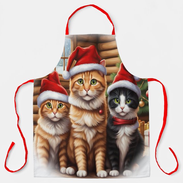 Tablier Joyeux Noël de chatons mignons (Recto)