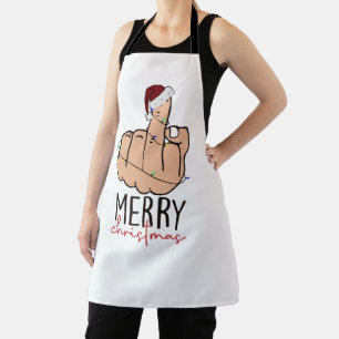 Tablier Joyeux Noël donner le doigt