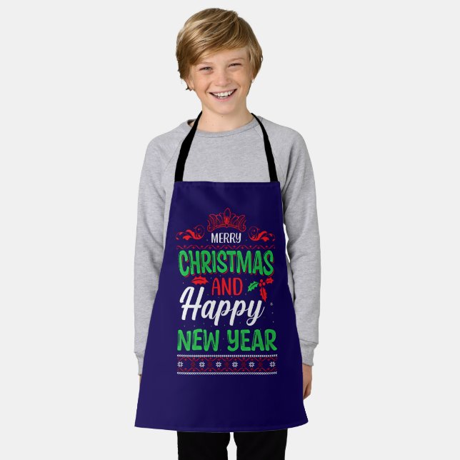 Tablier Joyeux Noël Et Joyeux Nouvel An-61064 Sweat - shir (Porté)