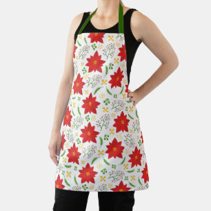 Tablier Joyeux Noël Floral Poinsettia Motif