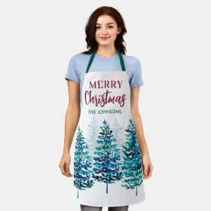 Tablier Joyeux Noël Forêt moderne Arbres Femmes