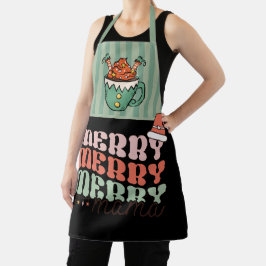 Tablier Joyeux Noël Funny Elf vert et noir Mama