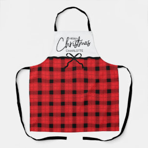 Tablier Joyeux Noël noir rouge personnalisé