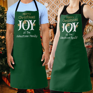 Tablier Joyeux Noël Nom du script Cool Rustic Green