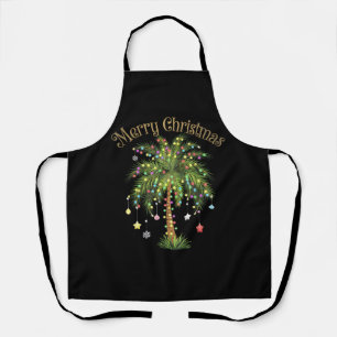 Tablier Joyeux Noël Palmier Lumière Nouvel An Tropical