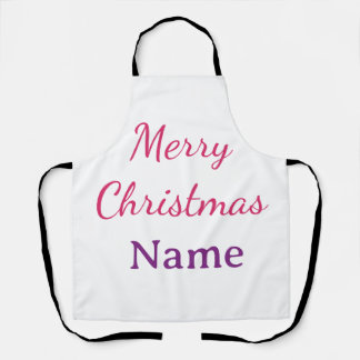 Tablier joyeux noël rose bleu nom simple vacances pas