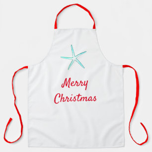 Tablier Joyeux Noël Rouge Turquoise bleu Starfish Cadeau 